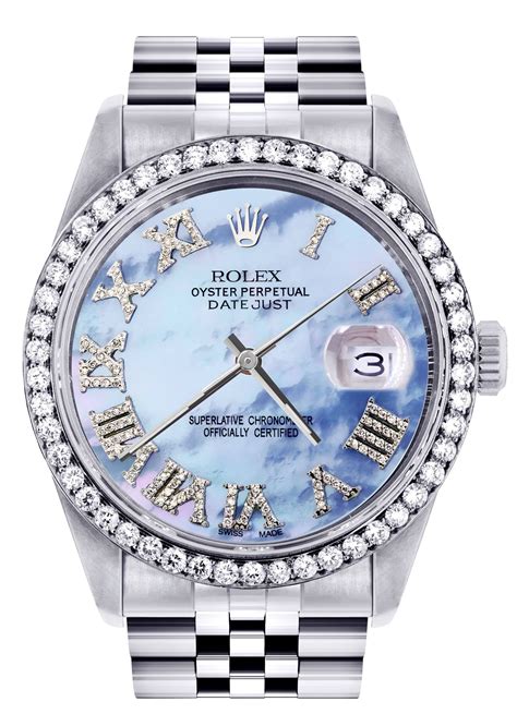 rolex oyster mother of pearl|Rolex 36mm Datejust diamond bezel.